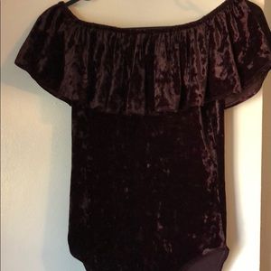 Velvet off the shoulder bodysuit